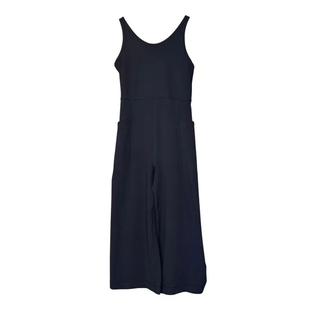 Athleta stash your treasures black wide leg jumpsuit girls 8/10
